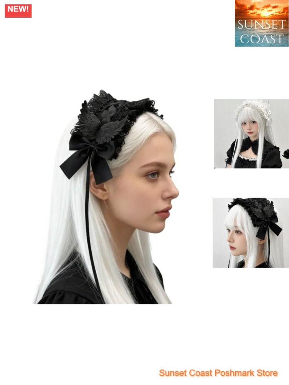 Gothic Lolita Headband with Bow and Wings Cosplay Hair Accessory